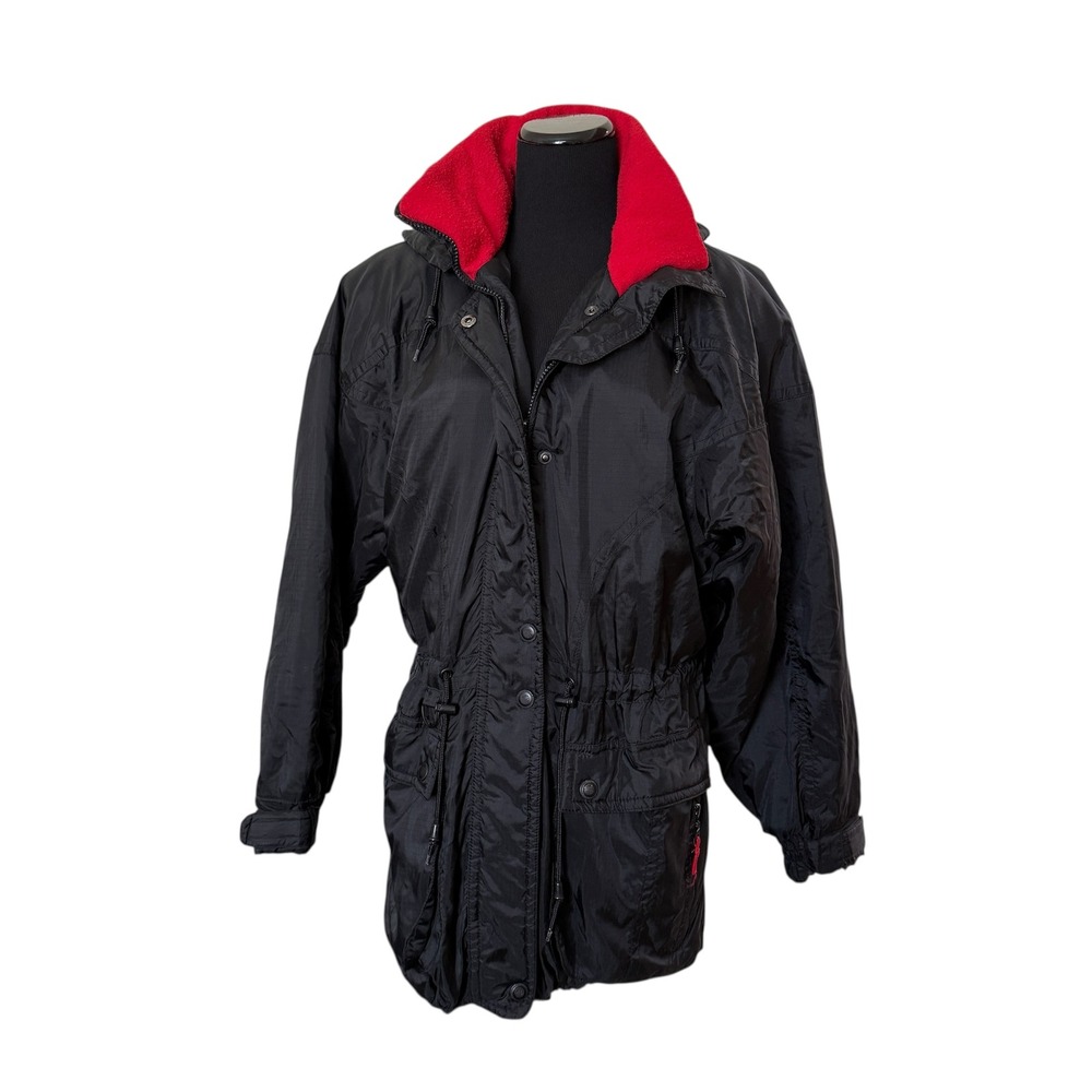Colebrook Black Winter Parka Jacket Hooded Red Blue‎ Fleece Lined Womens Sz S